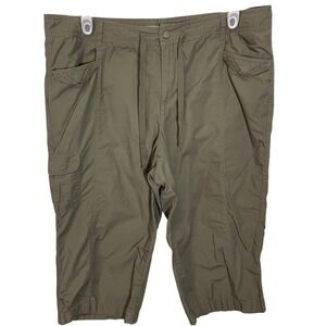 Bandolino Blu 18W Green Cargo Capri Pants Drawstring Utility Gorpcore Safari